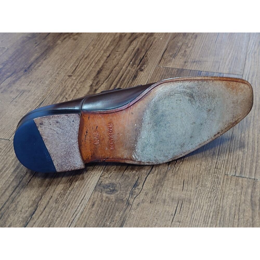 Magnanni Men’s Monk Strap 9.5M Cordovan Brown Burnished Leather Dress Shoes - Picture 5 of 11